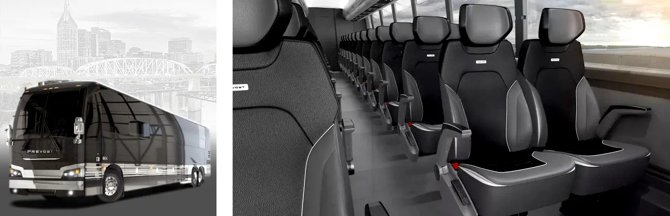 Philadelphia Christmas light tour charter bus with warm interior and onboard restroom